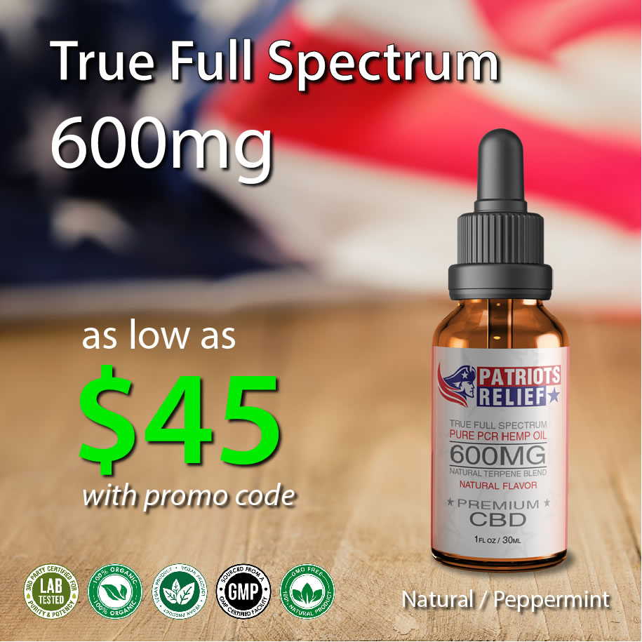600mg Full Spectrum - Patriots Relief CBD, America First CBD Company