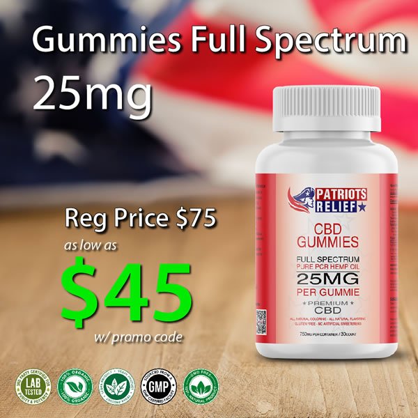 25mg Gummies - Full Spectrum - Patriots Relief CBD
