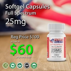 25mg Softgel Capsules - Full Spectrum - Patriots Relief CBD