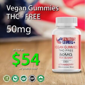 Patriots Relief, America First CBD Company! Vegan Gummies THC-Free 50mg CBD