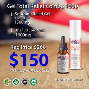 Patriots Relief Rub Total Relief Combo 1600 — Intensive Relief Rub 2000mg jar and 1600mg True Full Spectrum CBD tincture bottle
