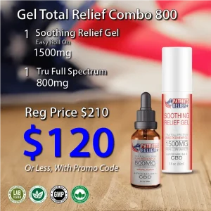 Patriots Relief Gel Total Relief Combo 800 — Soothing Relief Gel 1500mg roll-on and 800mg True Full Spectrum CBD tincture